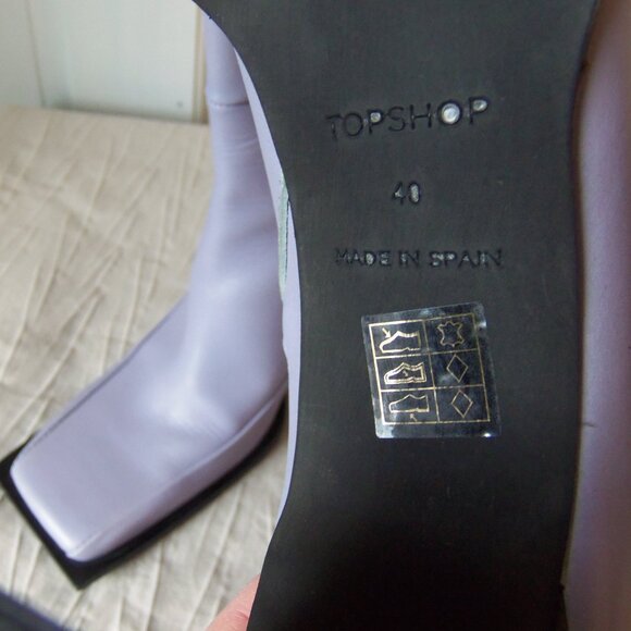 Topshop Square Toe High Ankle Boots Pale Purple sz 40 - Picture 10 of 15